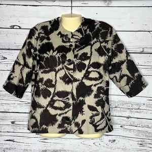 Coldwater Creek NWT Size 10p Brown & Tan Floral Print Button Front Jacket